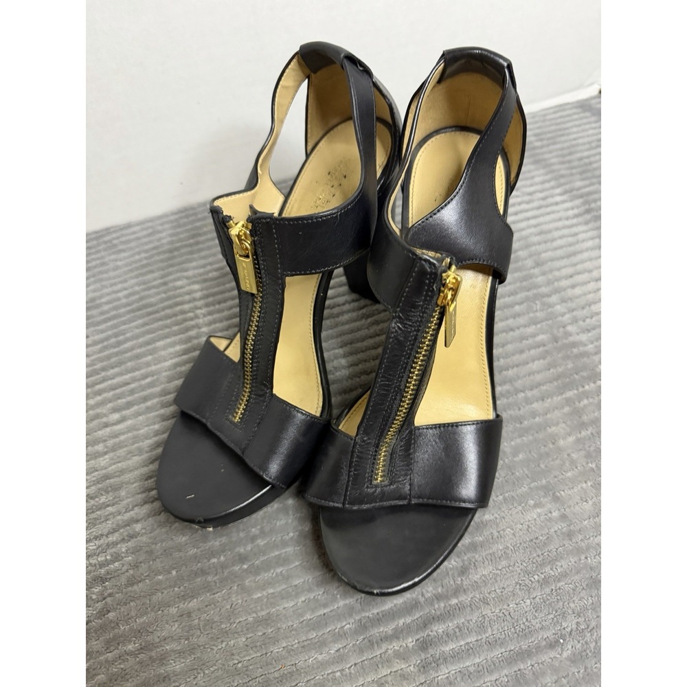 MICHAEL Michael Kors Berkley Women's Black Zip-up Heel Sandals. Sz 8